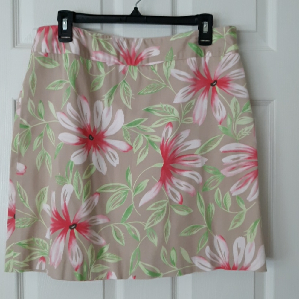 🌺 TALBOTS Petites skirt 14P cotton stretch EUC floral summer